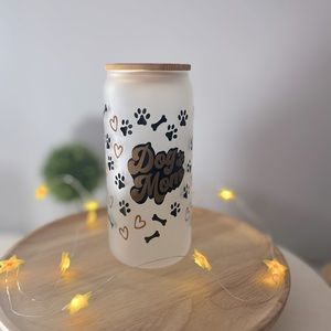 Frosted Glass Libby cups 16 oz tall and skinny.